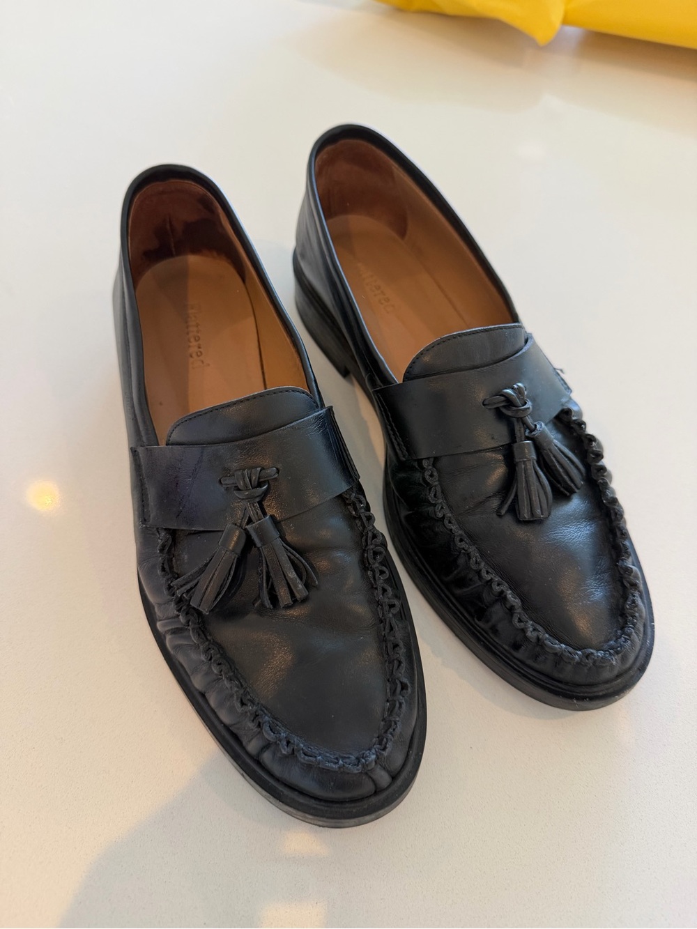 Woman’s Flattered: Black Leather Tassel Loafers